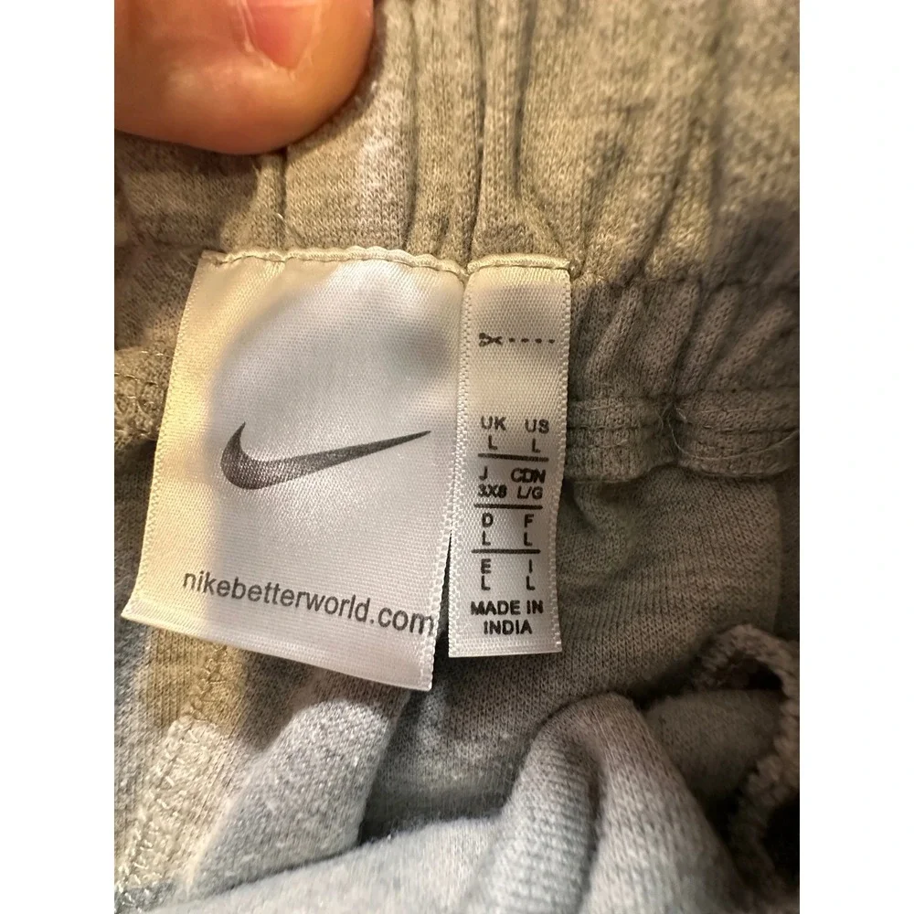 Nike Mens Fleece Shorts Heather Gray Big Logo Swoosh Drawstring Size Large